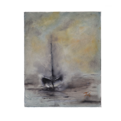Pictura in ulei pe panza cu sasiu de lemn "Nostalgia în Amurg" 45X40cm