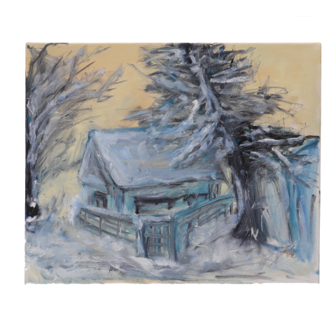 Pictura in ulei pe panza cu sasiu de lemn "Nostalgia în Amurg" 45X55cm