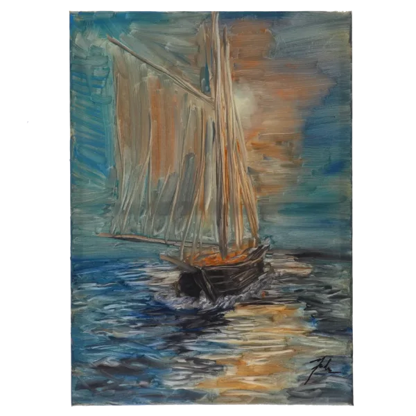 Pictura in ulei pe panza cu sasiu de lemn "Nostalgia în Amurg" 50x70cm
