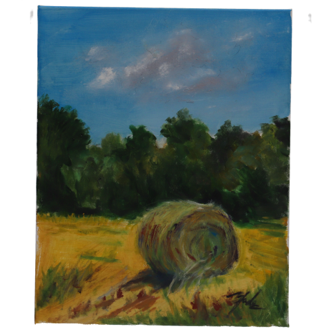 Pictura in ulei pe panza cu sasiu de lemn "Recolte de Vară"